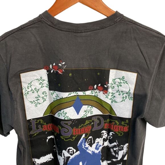 Stussy LSD Tribe Short Sleeve T-Shirt Tee in Black Graphic Crewneck Peace Sign - Picture 6 of 13